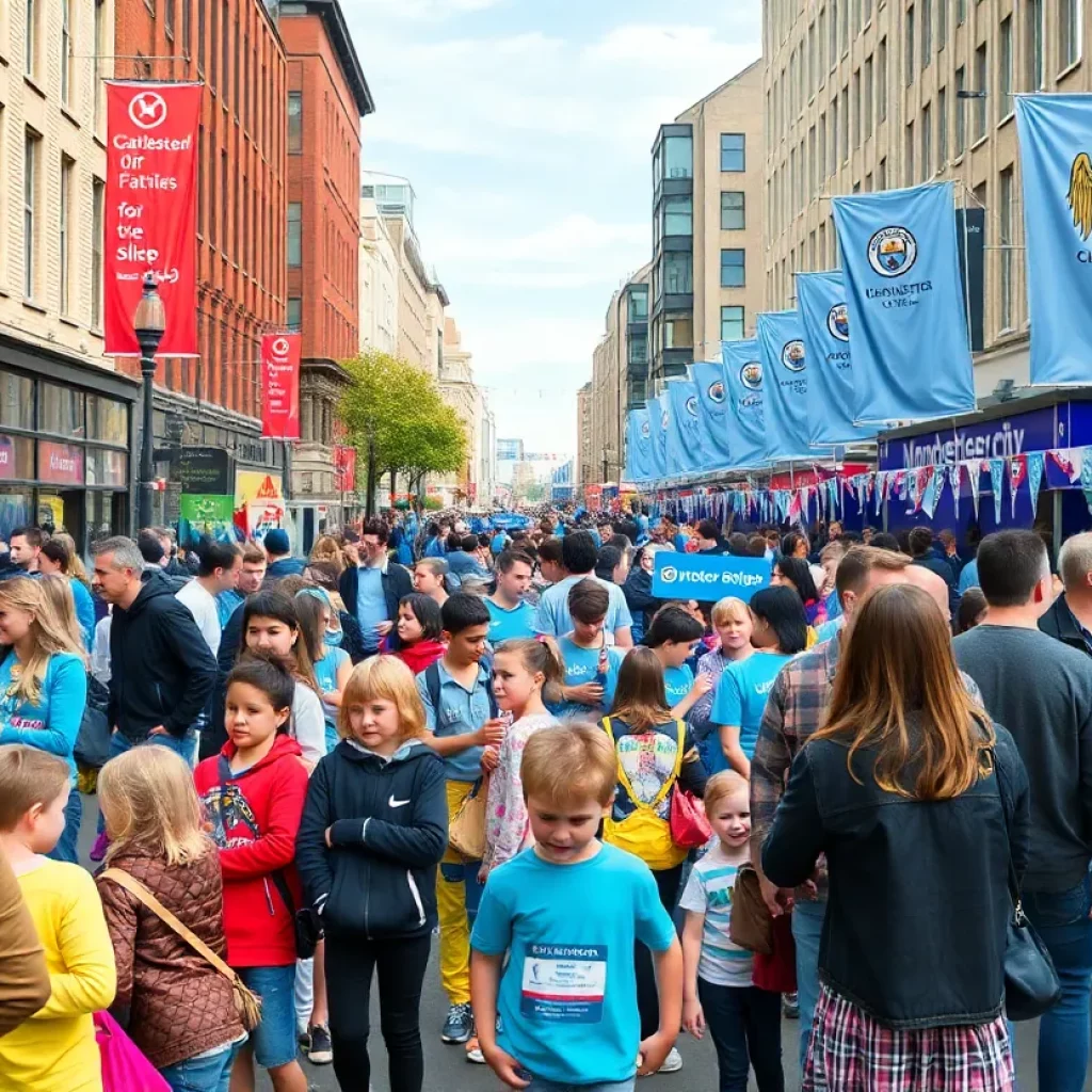 Families enjoying activities at the Manchester City Fan Zone in Atlanta
