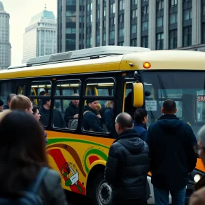 Shuttle buses at King Memorial Station during tribute event