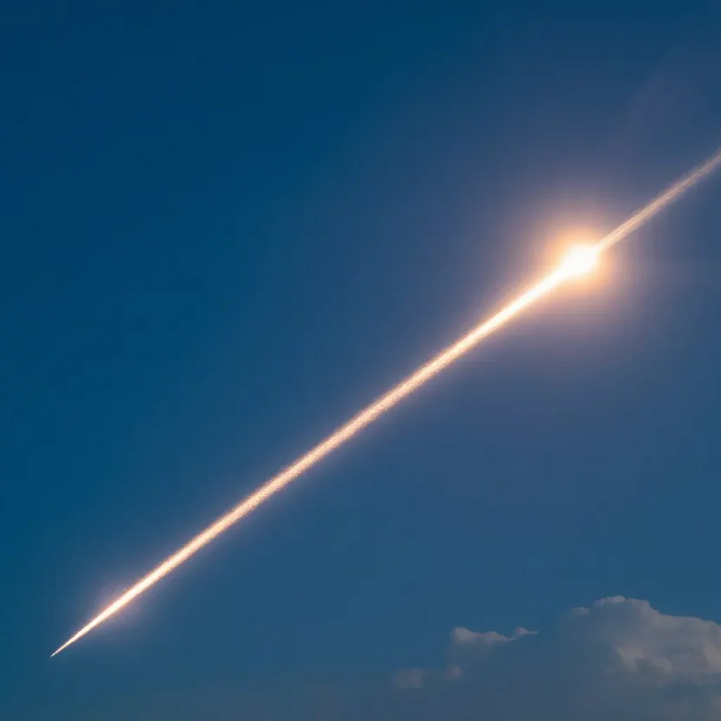 Bright meteor fireball illuminating the southeastern sky