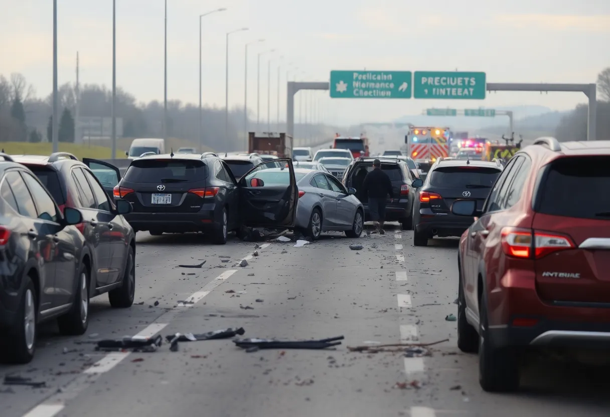 Scene of a multi-vehicle crash on Interstate 20.