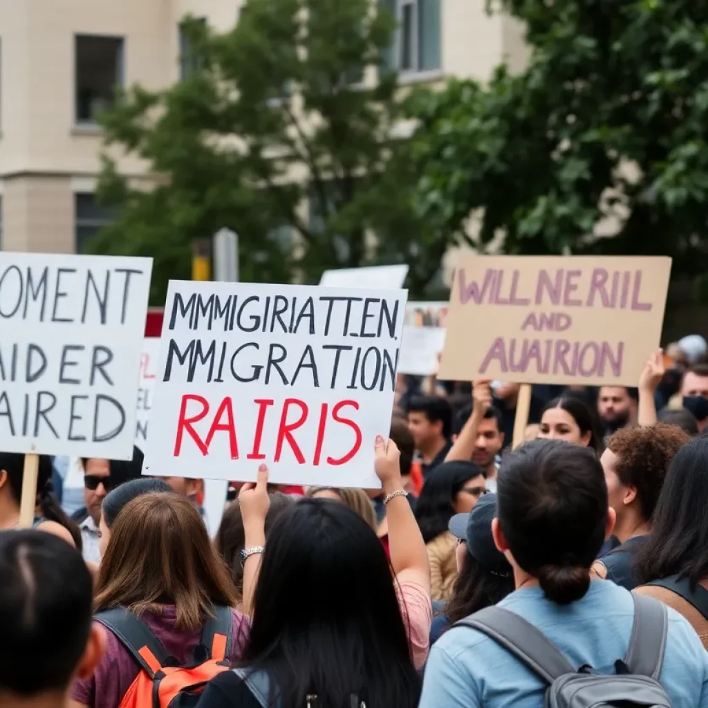 Protesters demonstrating against immigration policies