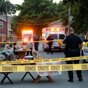 Police at a neighborhood cookout shooting scene