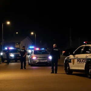 Police officers investigating a shooting scene in northwest Atlanta
