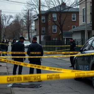 Police officers investigating a shooting scene in Atlanta