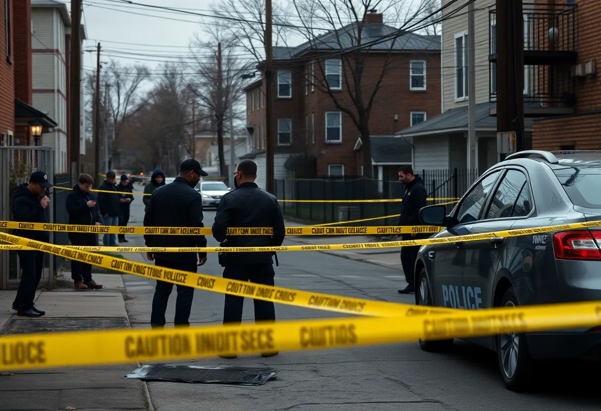 Police officers investigating a shooting scene in Atlanta