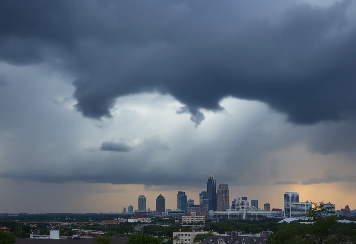 Dramatic storm clouds over Atlanta during severe thunderstorms