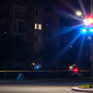 Police officers at the scene of a shooting at CB Lofts Apartments in northeast Atlanta.