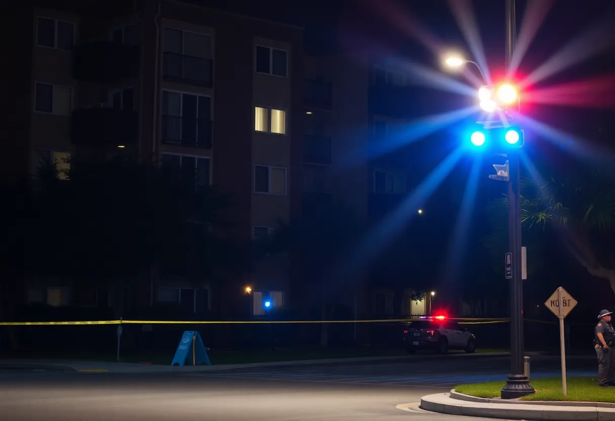 Police officers at the scene of a shooting at CB Lofts Apartments in northeast Atlanta.