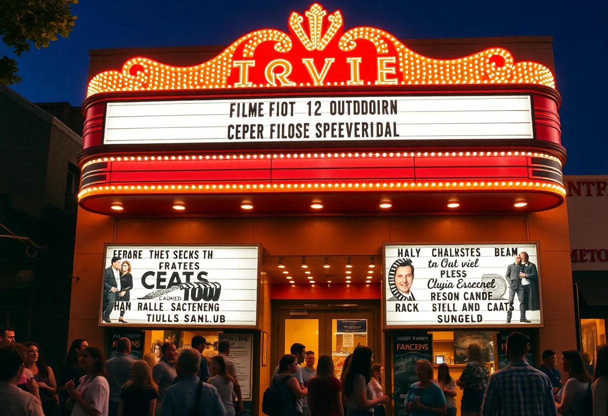 Crowd outside Tara Theatre for free movie screenings