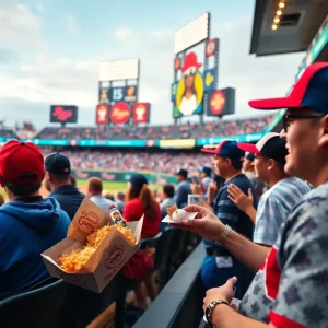 Fans celebrating Usher Night at Truist Park with themed food and activities