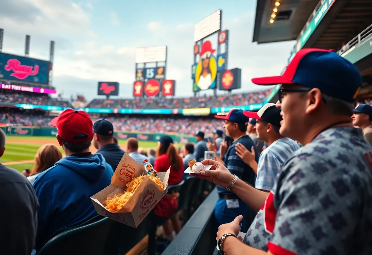 Fans celebrating Usher Night at Truist Park with themed food and activities