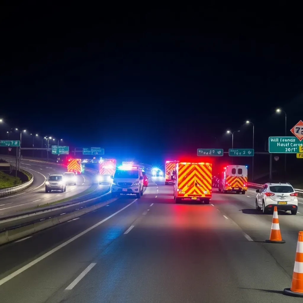 Emergency response at a wrong-way crash scene on Interstate 285