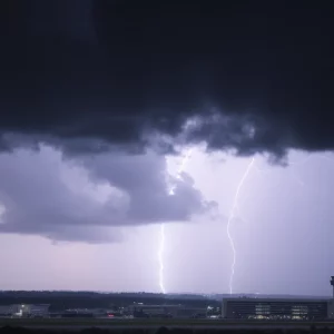 Hartsfield-Jackson Atlanta International Airport during a thunderstorm