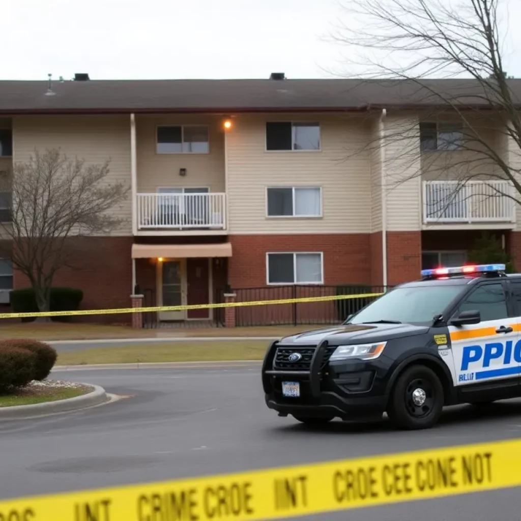 Police investigating an apartment complex shooting scene