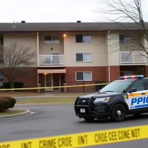 Police investigating an apartment complex shooting scene