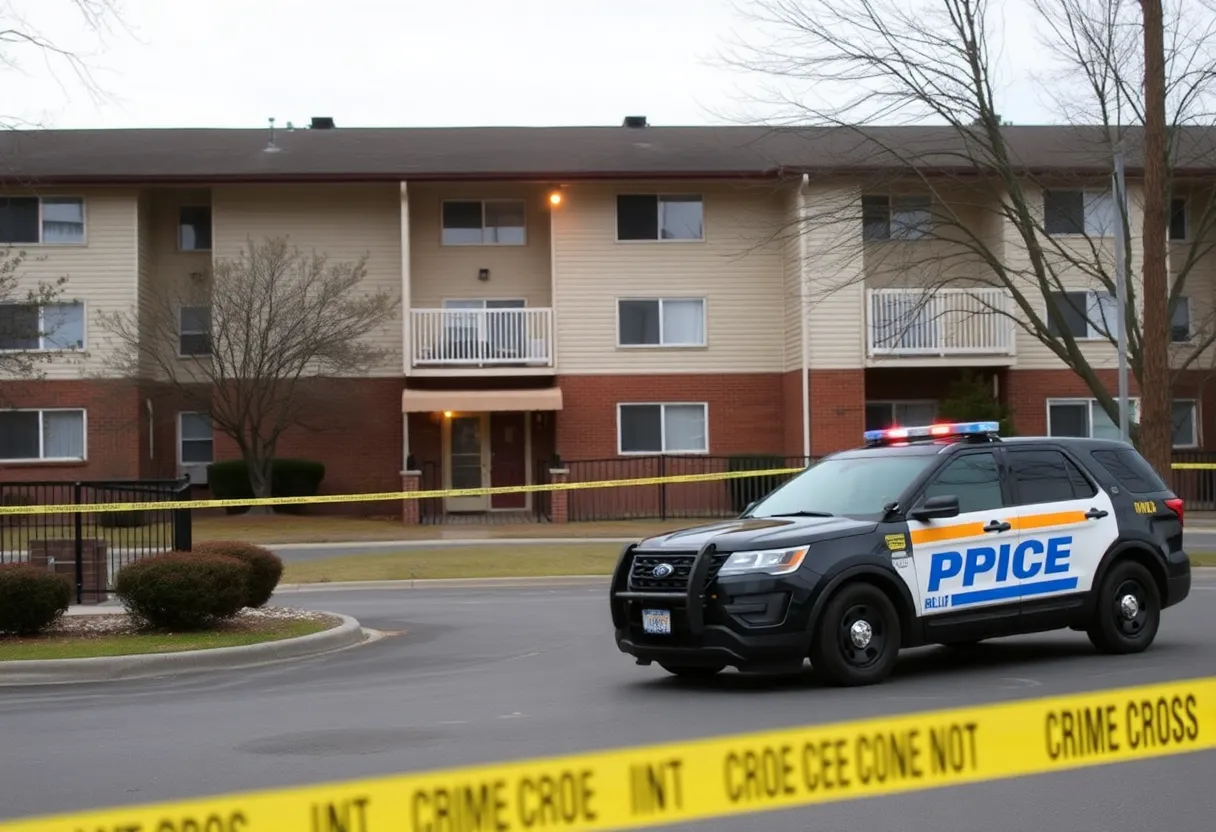 Police investigating an apartment complex shooting scene