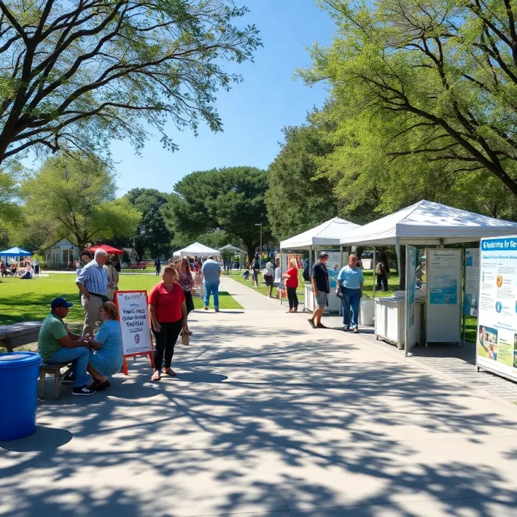 Residents at a cooling center in Atlanta enjoying shade and refreshments during a heat wave.