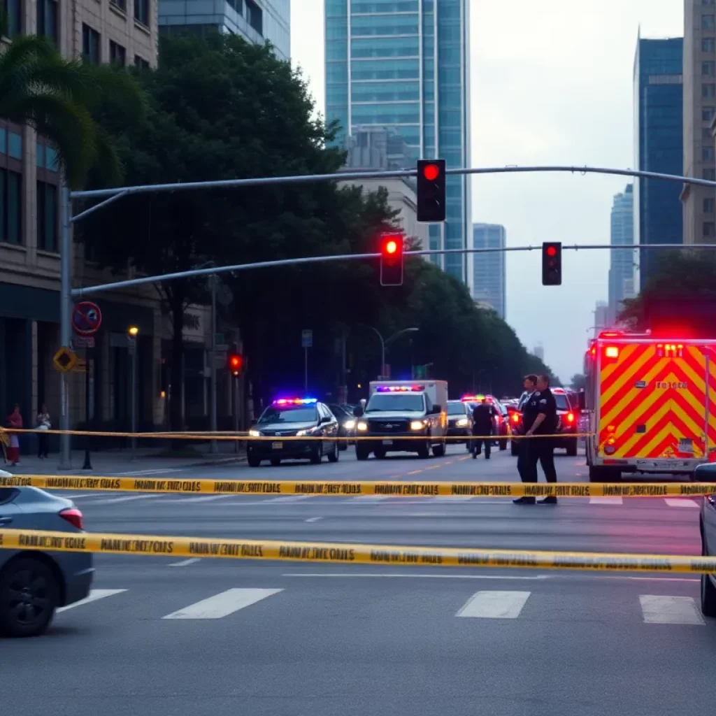 Police at a crime scene in Atlanta after a shooting incident