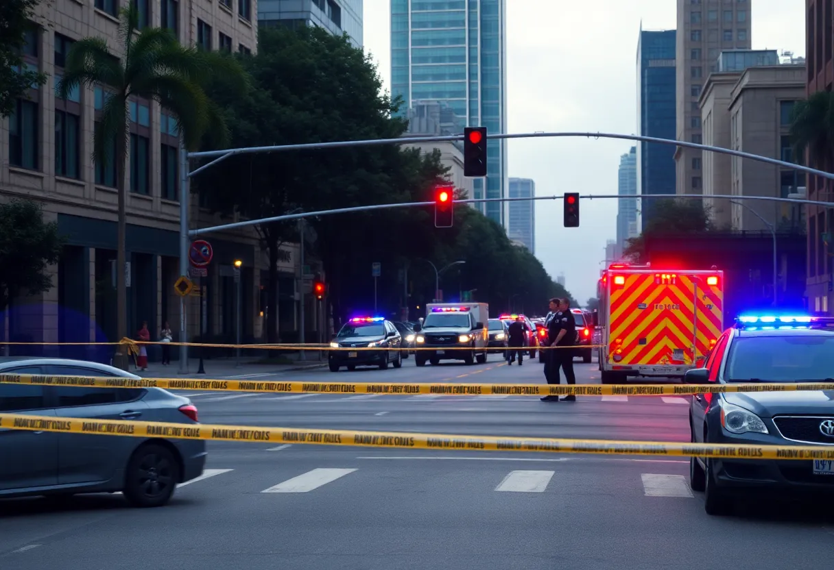 Police and emergency responders at a shooting scene in Atlanta