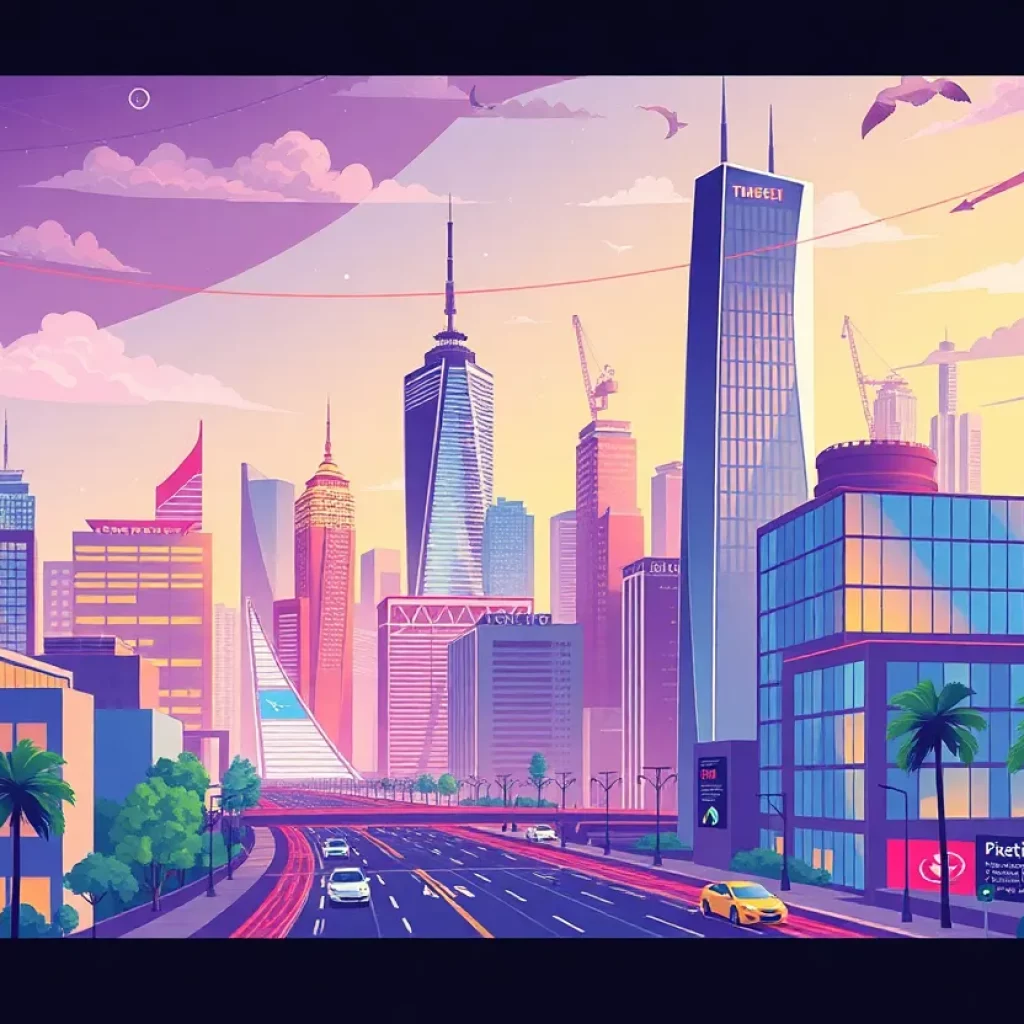 Artistic representation of Atlanta with a focus on cybersecurity