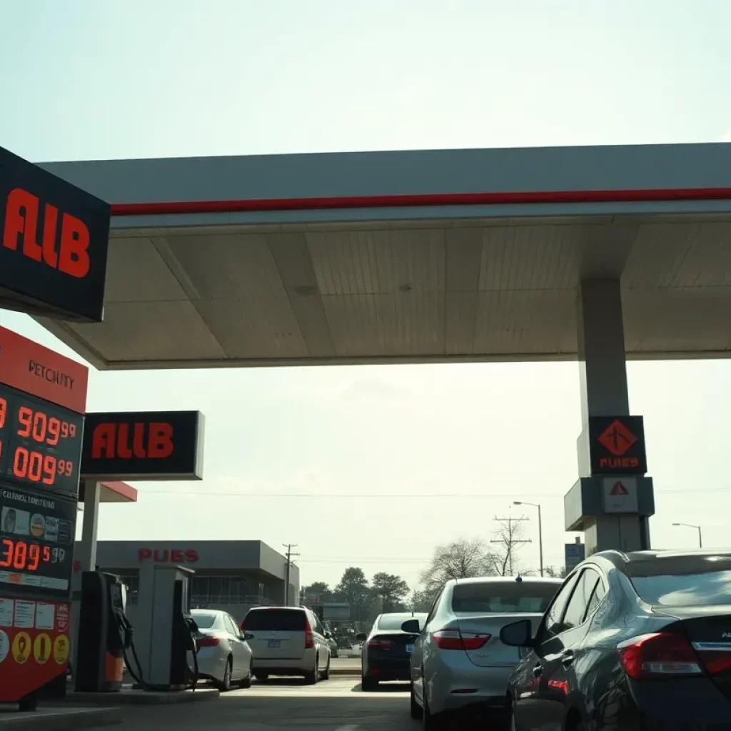 A gas station in Atlanta showing current fuel prices.