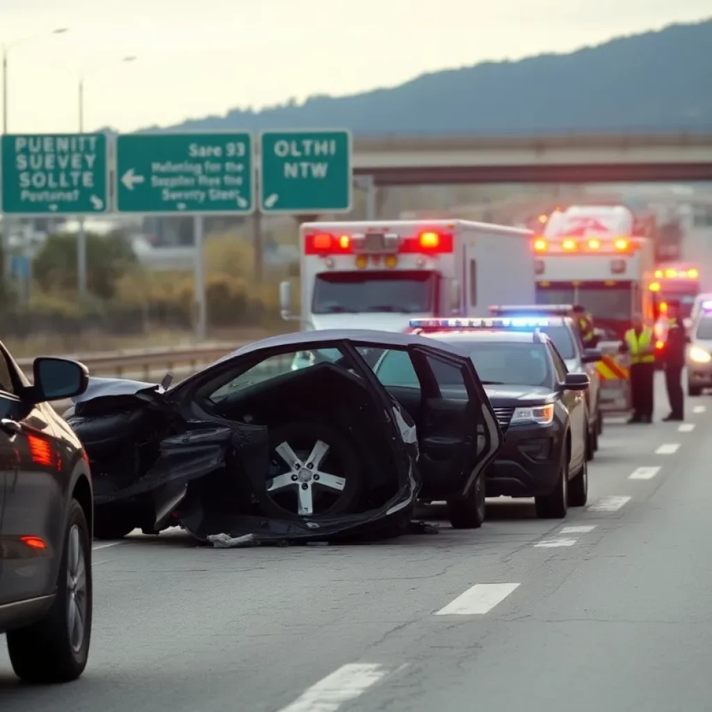 Emergency services responding to a crash on Interstate 20 West in Atlanta