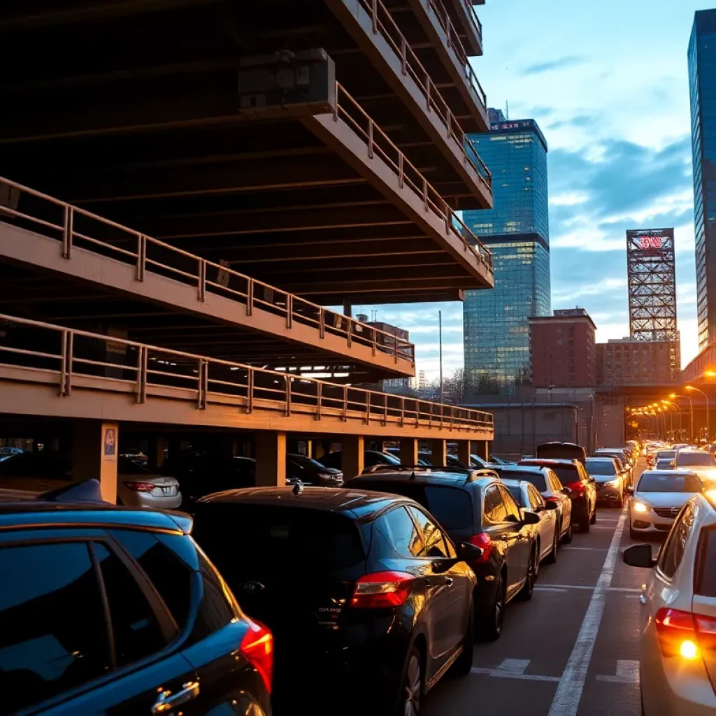 Parking deck in Atlanta with visible security features