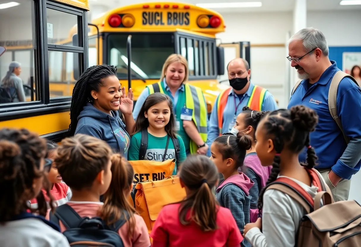 Group of Atlanta Public Schools employees interacting with students