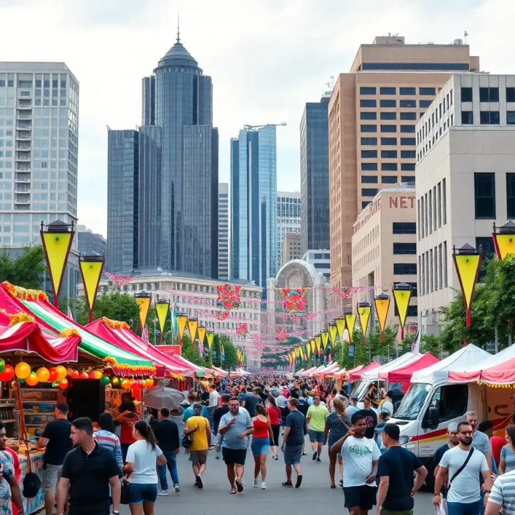 People enjoying various activities at an Atlanta festival
