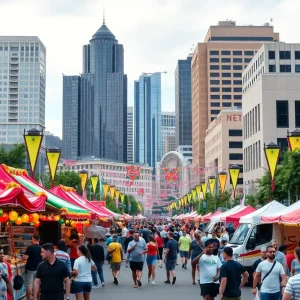 People enjoying various activities at an Atlanta festival