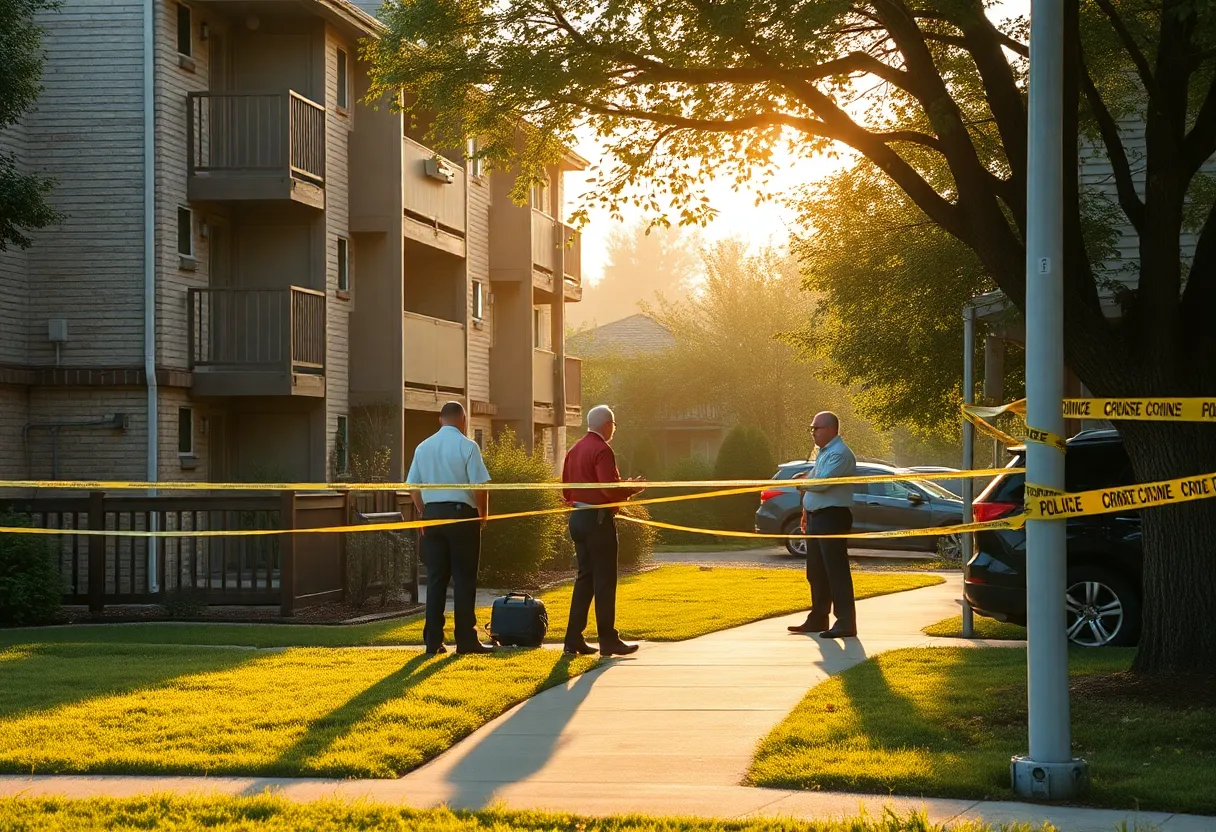 Crime scene at an apartment complex in Atlanta with police activity.