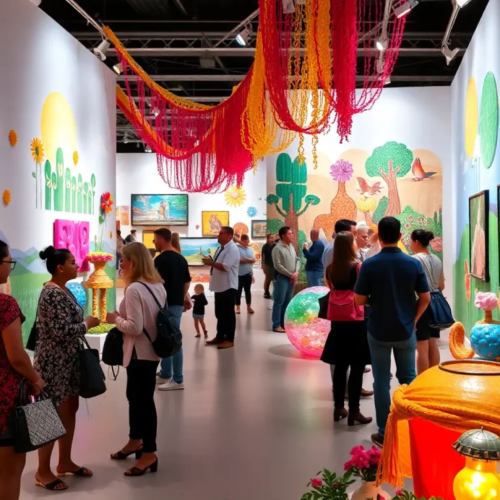 Art installations from Atlanta Spring Exhibitions highlighting diversity and sustainability themes.