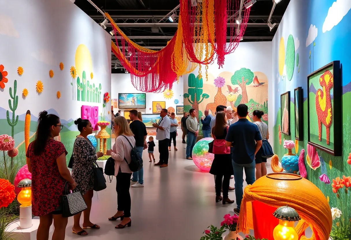 Art installations from Atlanta Spring Exhibitions highlighting diversity and sustainability themes.