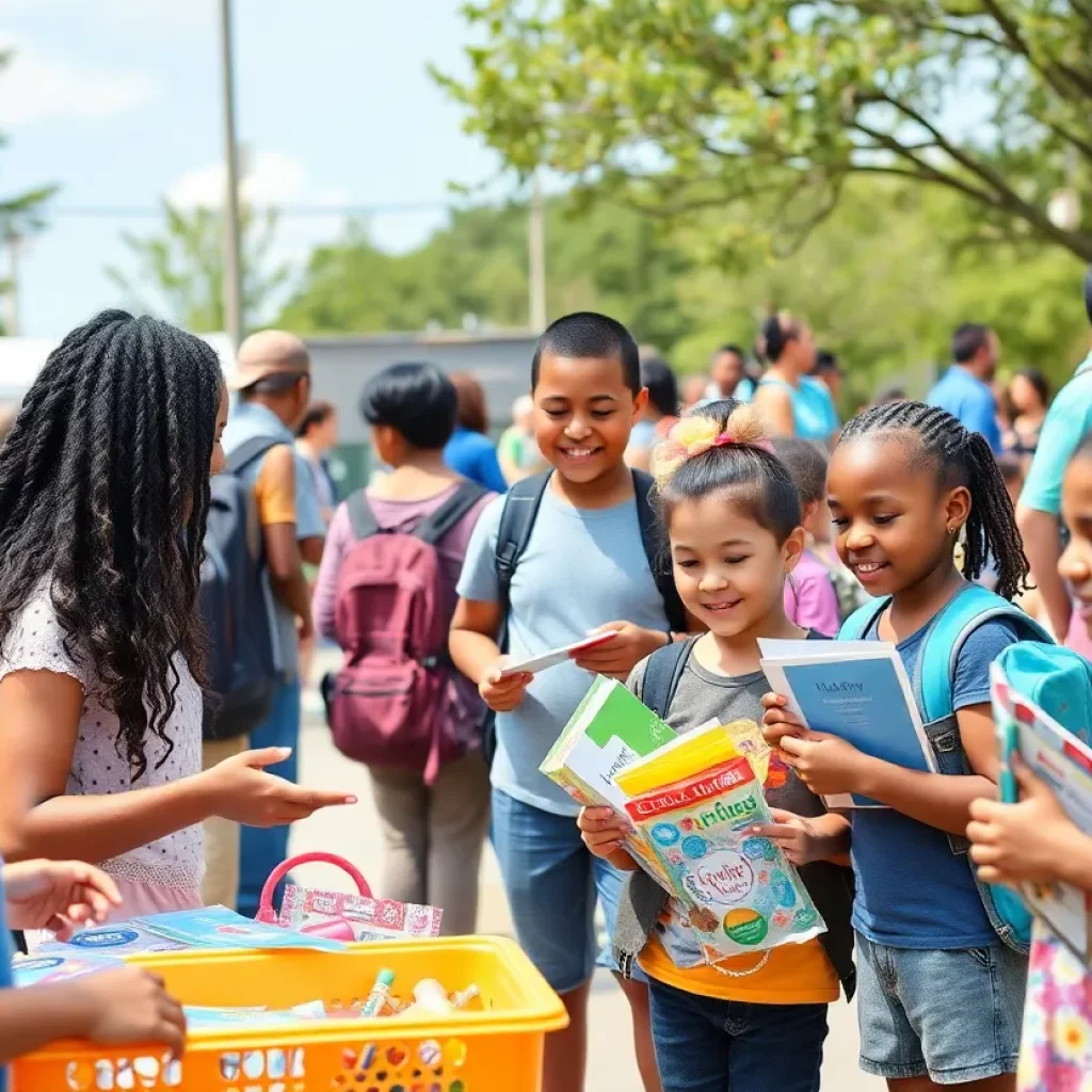 Families enjoying a community back-to-school event in Atlanta