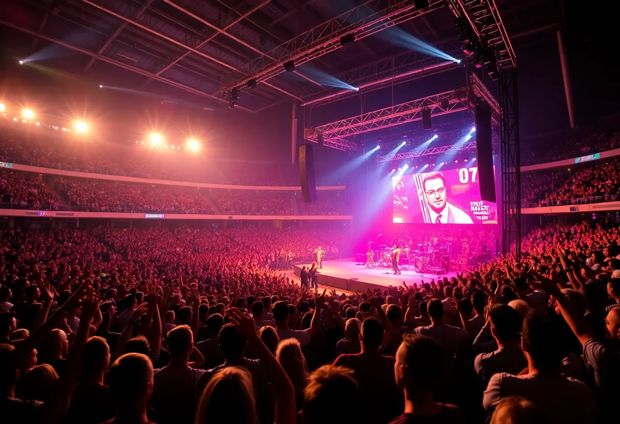 Crowd enjoying Beyoncé concert at Mercedes-Benz Stadium
