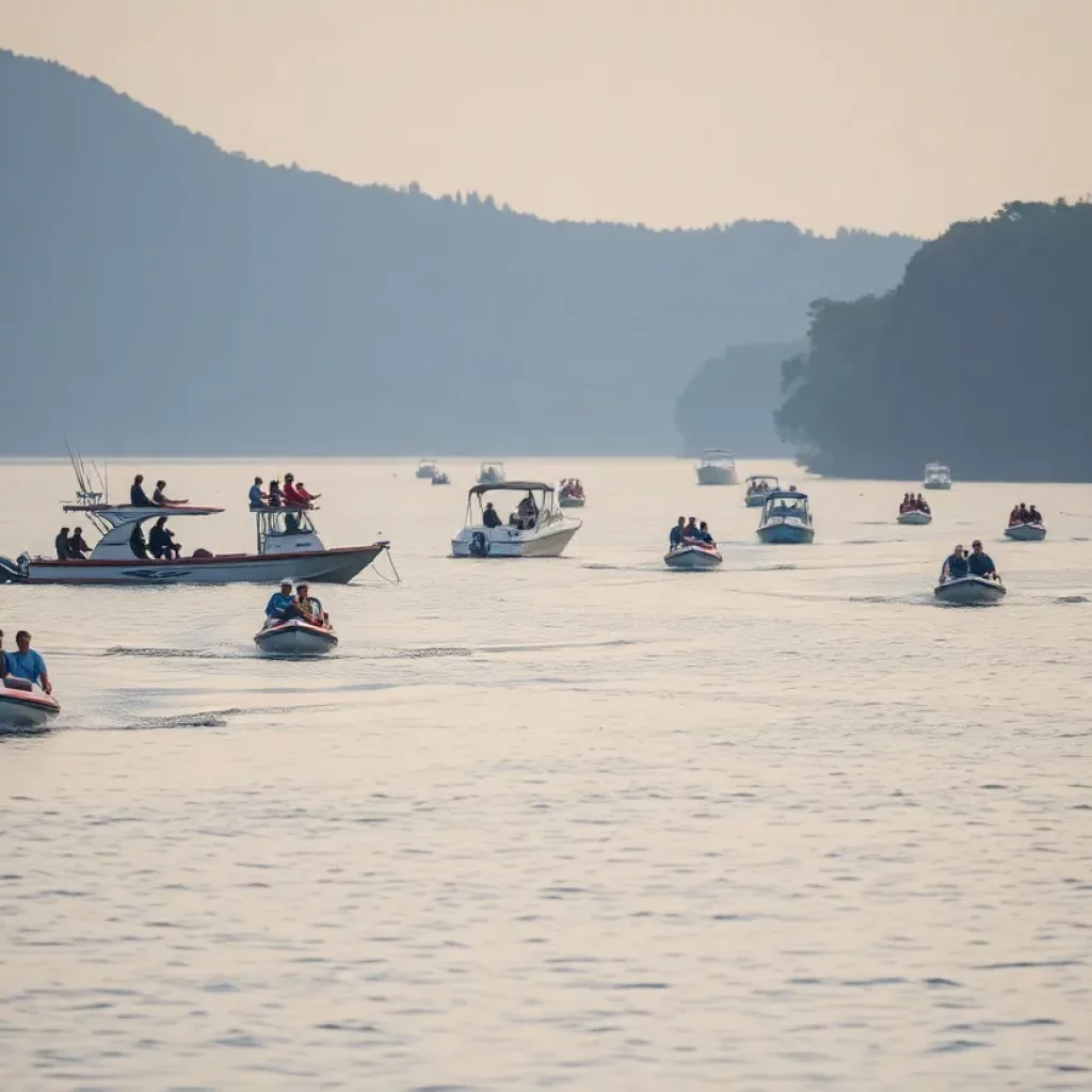 Boaters enjoying a sunny day on a lake highlighting the need for safety