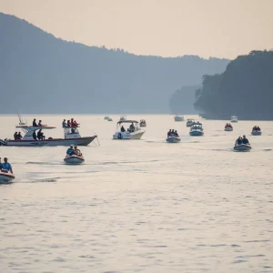 Boaters enjoying a sunny day on a lake highlighting the need for safety