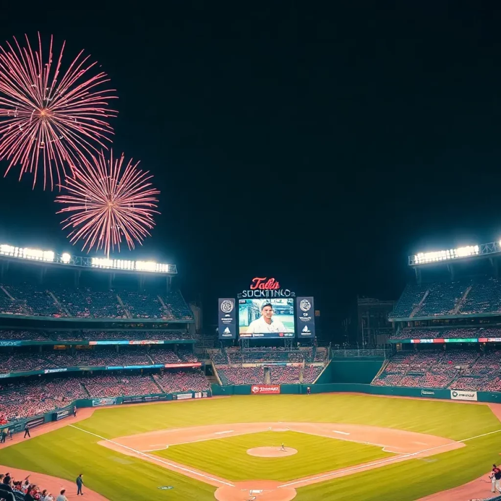 Cal Raleigh celebrating his Home Run Derby victory.