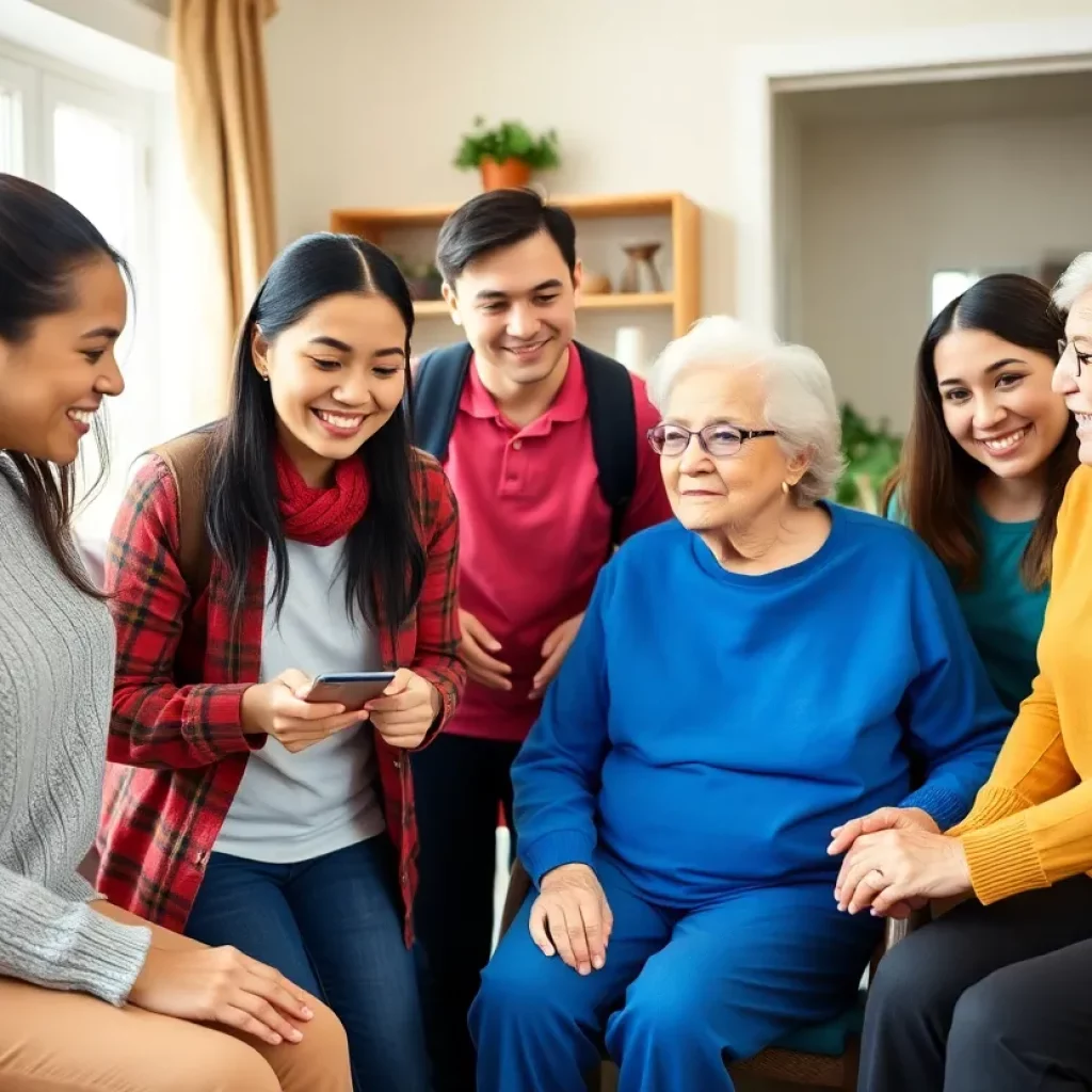 College students providing caregiving services to elderly individuals