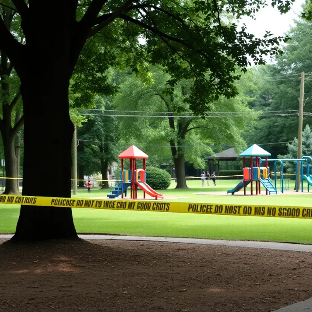 Chapel Hill Park with police tape indicating a crime scene.