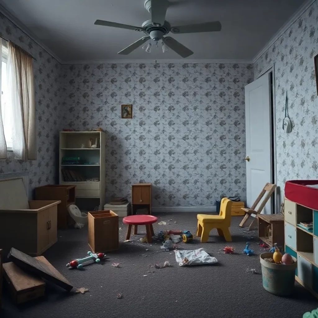 Children's room showing neglect with scattered toys