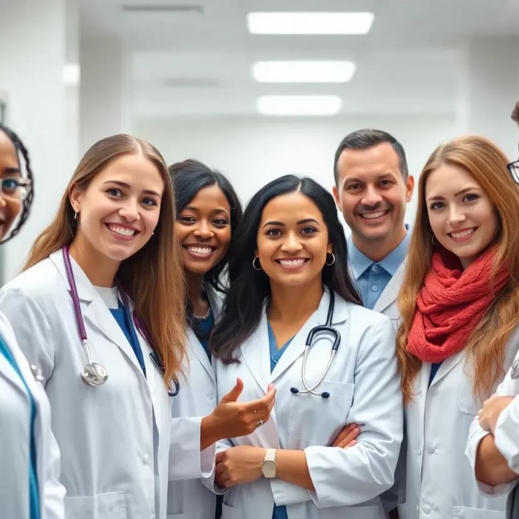 Diverse healthcare professionals discussing patient care