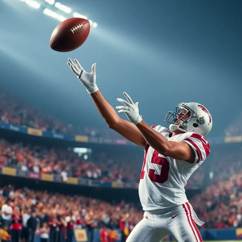 Wide receiver catching a pass during an NFL game