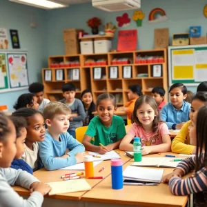 Students participating in after-school programs in a classroom setting