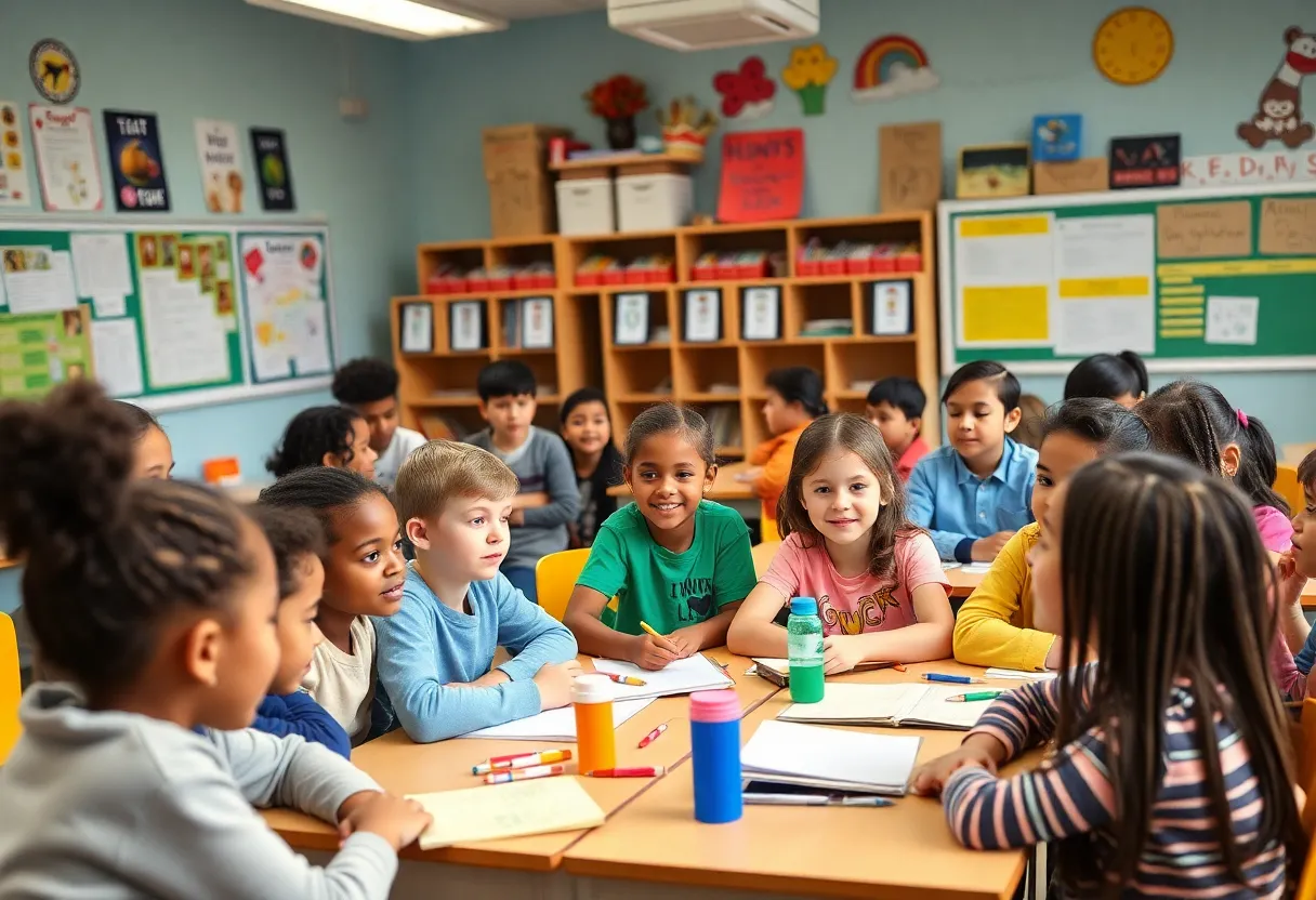 Students participating in after-school programs in a classroom setting