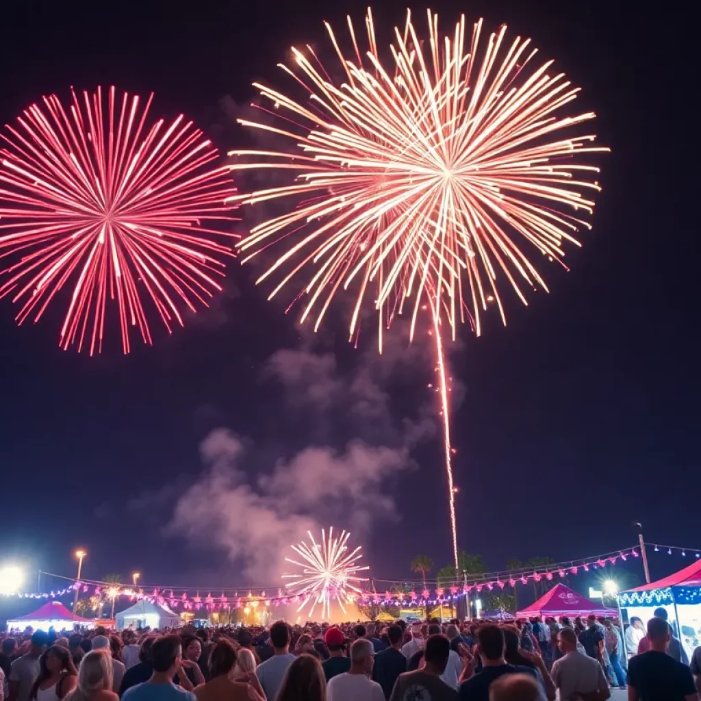 Fireworks display over Atlanta celebrating Fourth of July