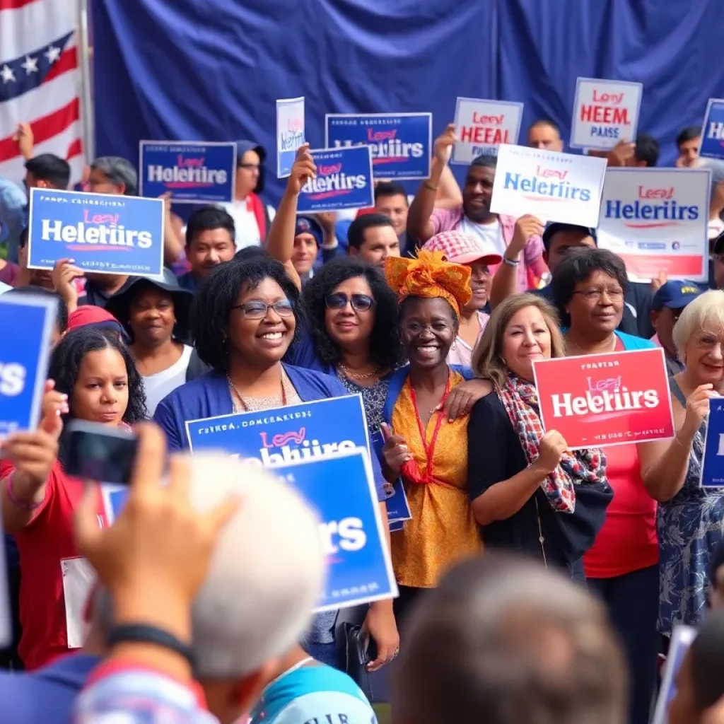 Vibrant scene of a political campaign launch in Georgia