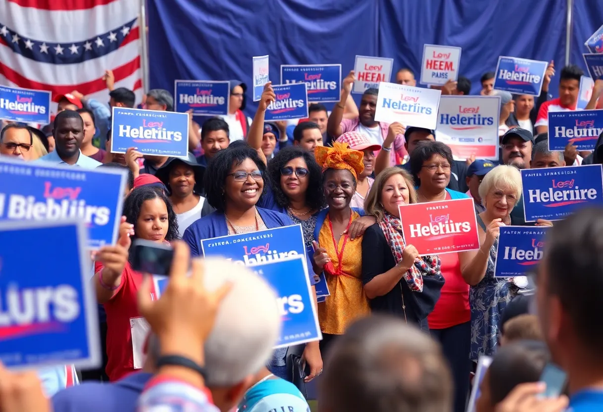 Vibrant scene of a political campaign launch in Georgia