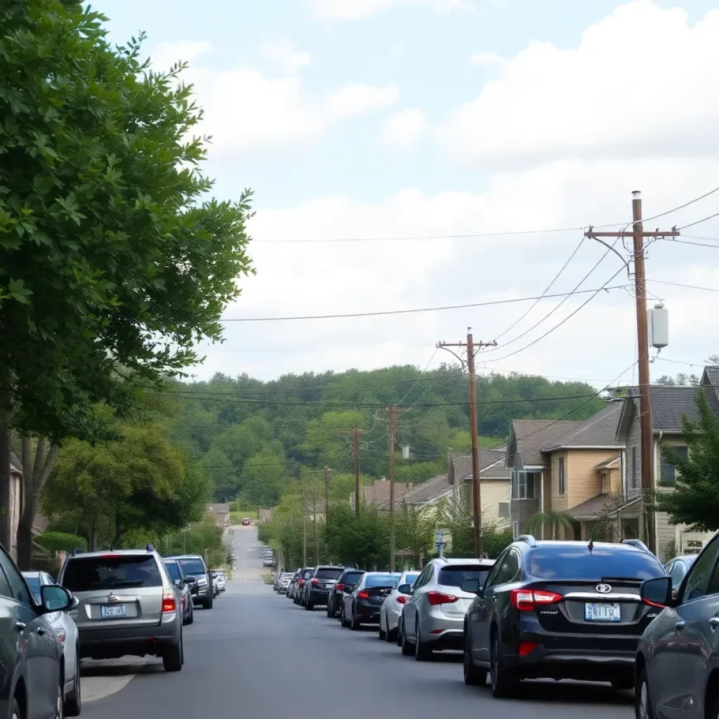 A residential street in northwest Atlanta with parked cars