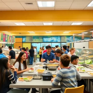 Students enjoying diverse meals at The Eatery dining hall.